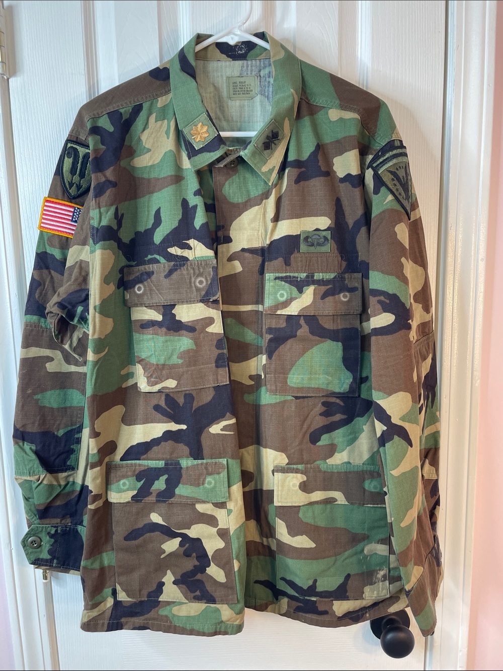 Woodland Camo Military Jacket with Patches